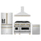 ZLINE 4-Piece Appliance Package - 48-Inch Legacy Autograph Dual Fuel Range, Wall Mount Range Hood, 36-Inch French Door Refrigerator with Water Dispenser, Dishwasher, in Stainless Steel with Champagne Bronze Accents