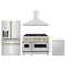 ZLINE 4-Piece Appliance Package - 48-Inch Legacy Autograph Dual Fuel Range, Wall Mount Range Hood, 36-Inch French Door Refrigerator with Water Dispenser, Dishwasher, in Stainless Steel with Gold Accents
