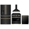 ZLINE 4-Piece Appliance Package - 36-Inch Paramount Dual Fuel Range, Wall Mount Range Hood, 36-Inch French Door Refrigerator with Water Dispenser, Dishwasher, in Black Stainless Steel with Champagne Bronze Accents