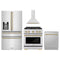 ZLINE 4-Piece Appliance Package - 30-Inch Paramount Autograph Dual Fuel Range, Wall Mount Range Hood, 36-Inch French Door Refrigerator with Water Dispenser, Dishwasher, in Stainless Steel with Champagne Bronze Accents