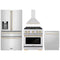 ZLINE 4-Piece Appliance Package - 30-Inch Paramount Autograph Dual Fuel Range, Wall Mount Range Hood, 36-Inch French Door Refrigerator with Water Dispenser, Dishwasher, in Stainless Steel with Gold Accents