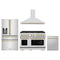 ZLINE 4-Piece Appliance Package - 48-Inch Paramount Autograph Dual Fuel Range, Wall Mount Range Hood, 36-Inch French Door Refrigerator with Water Dispenser, Dishwasher, in Stainless Steel with Champagne Bronze Accents