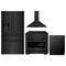 ZLINE 4-Piece Appliance Package - 36-Inch Gas Range, Refrigerator with Water Dispenser, Convertible Wall Mount Hood, and 3-Rack Dishwasher in Black Stainless Steel (4KPRW-SGRBRH36-DWV)