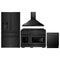 ZLINE 4-Piece Appliance Package - 48-Inch Gas Range, Refrigerator with Water Dispenser, Convertible Wall Mount Hood, and 3-Rack Dishwasher in Black Stainless Steel (4KPRW-SGRBRH48-DWV)