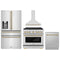 ZLINE 4-Piece Appliance Package - 36-Inch Paramount Autograph Gas Range, Wall Mount Range Hood, 36-Inch French Door Refrigerator with Water Dispenser, Dishwasher, in Stainless Steel with Champagne Bronze Accents