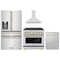ZLINE 4-Piece Appliance Package - 36-Inch Paramount Autograph Gas Range, Wall Mount Range Hood, 36-Inch French Door Refrigerator with Water Dispenser, Dishwasher, in Stainless Steel with Gold Accents