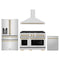 ZLINE 4-Piece Appliance Package - 48-Inch Paramount Autograph Gas Range, Wall Mount Range Hood, 36-Inch French Door Refrigerator with Water Dispenser, Dishwasher, in Stainless Steel with Champagne Bronze Accents