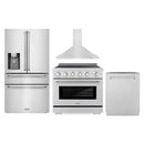 ZLINE 4-Piece Appliance Package - 36-Inch Paramount Induction Range, Wall Mount Range Hood, 36-Inch French Door Refrigerator with Water Dispenser, and Dishwasher in Stainless Steel
