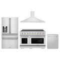 ZLINE 4-Piece Appliance Package - 48-Inch Paramount Induction Range, Wall Mount Range Hood, 36-Inch French Door Refrigerator with Water Dispenser, and Dishwasher in Stainless Steel