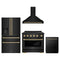 ZLINE 4-Piece Appliance Package - 36-Inch Paramount Induction Range, Wall Mount Range Hood, Refrigerator with Water Dispenser, and Dishwasher in Black Stainless Steel with Champagne Bronze Trim