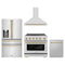 ZLINE 4-Piece Appliance Package - 36-Inch Paramount Induction Range, Wall Mount Range Hood, Refrigerator with Water Dispenser, and Dishwasher in Stainless Steel with Champagne Bronze Trim