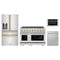 ZLINE 4-Piece Appliance Package - 48-Inch Paramount Induction Range, Refrigerator with Water Dispenser, Dishwasher, and 24-Inch Microwave Drawer in Stainless Steel with Champagne Bronze Accents