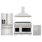ZLINE 4-Piece Appliance Package - 48-Inch Paramount Induction Range, Wall Mount Range Hood, Refrigerator with Water Dispenser, and Dishwasher in Stainless Steel with Champagne Bronze Trim