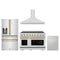 ZLINE 4-Piece Appliance Package - 48-Inch Paramount Induction Range, Wall Mount Range Hood, Refrigerator with Water Dispenser, and Dishwasher in Stainless Steel with Polished Gold Trim