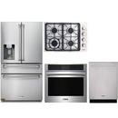 Thor Kitchen 4-Piece Pro Appliance Package - 30-Inch Gas Cooktop, Electric Wall Oven, Dishwasher & Refrigerator with Water Dispenser in Stainless Steel