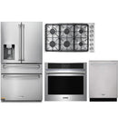 Thor Kitchen 4-Piece Pro Appliance Package - 36-Inch Gas Cooktop, Electric Wall Oven, Dishwasher & Refrigerator with Water Dispenser in Stainless Steel