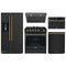 Forno 5-Piece Appliance Package - 30-Inch Gas Range, Under Cabinet Range Hood, Refrigerator wth Water Dispenser, Dishwasher, and 30-Inch Microwave Drawer in Black with Antique Brass Trim