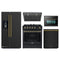 Forno 5-Piece Appliance Package - 30-Inch Gas Range, Under Cabinet Range Hood, Refrigerator with Water Dispenser, Dishwasher, and 24-Inch Microwave Oven in Black with Antique Brass Trim