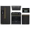 Forno 5-Piece Appliance Package - 30-Inch Gas Range, Under Cabinet Range Hood, Refrigerator with Water Dispenser, Dishwasher, and  30-Inch Microwave Oven in Black with Antique Brass Trim