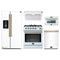 Forno 5-Piece Appliance Package - 30-Inch Gas Range, Under Cabinet Range Hood, Refrigerator with Water Dispenser, Dishwasher, and  30-Inch Microwave Oven in White with Antique Brass Trim