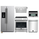Forno 5-Piece Appliance Package - 30-Inch Electric Range, Under Cabinet Range Hood, Refrigerator with Water Dispenser, Dishwasher, and 30-Inch Microwave Oven in Stainless Steel