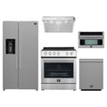 Forno 5-Piece Appliance Package - 30-Inch Leonardo Espresso Electric Range, Under Cabinet Range Hood, Refrigerator with Water Dispenser, Dishwasher, and 30-Inch Microwave Oven in Stainless Steel