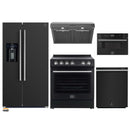 Forno 5-Piece Appliance Package - 30-Inch Electric Range, Under Cabinet Range Hood, Refrigerator with Water Dispenser, Dishwasher, and 30-Inch Microwave Drawer in Black with Stainless Steel Trim
