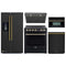 Forno 5-Piece Appliance Package - 30-Inch Electric Range, Under Cabinet Range Hood, Refrigerator with Water Dispenser, Dishwasher, and 30-Inch Microwave Oven in Black with Antique Brass Trim