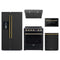 Forno 5-Piece Appliance Package - 30-Inch Espresso Electric Range, Under Cabinet Range Hood, Refrigerator with Water Dispenser, Dishwasher, and Microwave Drawer in Black with Antique Brass Trim