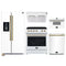 Forno 5-Piece Appliance Package - 30-Inch Electric Range, Under Cabinet Range Hood, Refrigerator with Water Dispenser, Dishwasher, and 30-Inch Microwave Drawer in White with Antique Brass Trim