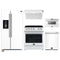 Forno 5-Piece Appliance Package - 30-Inch Electric Range, Under Cabinet Range Hood, Refrigerator with Water Dispenser, Dishwasher, and  Microwave Drawer in White with Stainless Steel Trim
