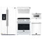 Forno 5-Piece Appliance Package - 30-Inch Electric Range, Under Cabinet Range Hood, Refrigerator with Water Dispenser, Dishwasher, and  Microwave Drawer in White with Stainless Steel Trim