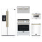 Forno 5-Piece Appliance Package - 30-Inch Espresso Electric Range, Under Cabinet Range Hood, Refrigerator with Water Dispenser, Dishwasher, and Microwave Drawer in White with Antique Brass Trim
