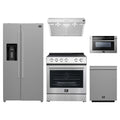 Forno 5-Piece Appliance Package - 30-Inch Leonardo Espresso Electric Range, Under Cabinet Range Hood, Refrigerator with Water Dispenser, Dishwasher, and Microwave Drawer in Stainless Steel