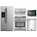 Forno 5-Piece Appliance Package - 30-Inch Gas Range with Air Fryer, Refrigerator with Water Dispenser, Wall Mount Hood with Backsplash, 24-Inch Microwave Oven, & 3-Rack Dishwasher in Stainless Steel