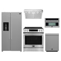 Forno 5-Piece Appliance Package - 30-Inch Espresso Donatello Induction Range, Under Cabinet Range Hood, Refrigerator with Water Dispenser, Dishwasher, and 30-Inch Microwave Oven in Stainless Steel