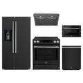 Forno 5-Piece Appliance Package - 30-Inch Induction Range, Under Cabinet Range Hood, Refrigerator with Water Dispenser, Dishwasher, and Microwave Drawer in Black with Stainless Steel Trim
