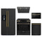 Forno 5-Piece Appliance Package - 30-Inch Induction Range, Under Cabinet Range Hood, Refrigerator with Water Dispenser, Dishwasher, and Microwave Drawer in Black with Antique Brass Trim