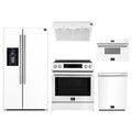 Forno 5-Piece Appliance Package - 30-Inch Induction Range, Under Cabinet Range Hood, Refrigerator with Water Dispenser, Dishwasher, and 30-Inch Microwave Drawer in White with Stainless Steel Trim