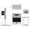 Forno 5-Piece Appliance Package - 30-Inch Induction Range, Under Cabinet Range Hood, Refrigerator with Water Dispenser, Dishwasher, and 24-Inch Microwave Oven in White with Antique Brass Trim