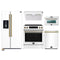 Forno 5-Piece Appliance Package - 30-Inch Induction Range, Under Cabinet Range Hood, Refrigerator with Water Dispenser, Dishwasher, and 30-Inch Microwave Oven in White with Antique Brass Trim