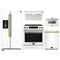 Forno 5-Piece Appliance Package - 30-Inch Induction Range, Under Cabinet Range Hood, Refrigerator with Water Dispenser, Dishwasher, and  Microwave Drawer in White with Antique Brass Trim