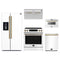Forno 5-Piece Appliance Package - 30-Inch Induction Range, Under Cabinet Range Hood, Refrigerator with Water Dispenser, Dishwasher, and 24-Inch Microwave Drawer in White with Antique Brass Trim