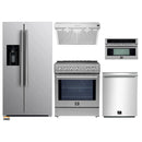 Forno 5-Piece Appliance Package - 30-Inch Induction Range, Under Cabinet Range Hood, Refrigerator with Water Dispenser, Dishwasher, and 30-Inch Microwave Drawer in Stainless Steel