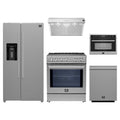Forno 5-Piece Appliance Package - 30-Inch Induction Range, Under Cabinet Range Hood, Refrigerator with Water Dispenser, Dishwasher, and 24-Inch Microwave Oven in Stainless Steel