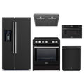 Forno 5-Piece Appliance Package - 30-Inch Induction Range, Under Cabinet Range Hood, Refrigerator with Water Dispenser, Dishwasher, and 30-Inch Microwave Drawer in Black with Stainless Steel Trim