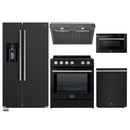 Forno 5-Piece Appliance Package - 30-Inch Induction Range, Under Cabinet Range Hood,  French Door Refrigerator with Water Dispenser, Dishwasher, and  Microwave Drawer in Black with Stainless Steel Trim