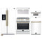 Forno 5-Piece Appliance Package - 30-Inch Induction Range, Under Cabinet Range Hood, Refrigerator with Water Dispenser, Dishwasher, and 30-Inch Microwave Drawer in White with Antique Brass Trim