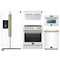 Forno 5-Piece Appliance Package - 30-Inch Inducton Range, Under Cabinet Range Hood, Refrigerator with Water Dispenser, Dishwasher, and  24-Inch Microwave Oven in White with Antique Brass Trim