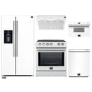 Forno 5-Piece Appliance Package - 30-Inch Induction Range, Under Cabinet Range Hood, Refrigerator with Water Dispenser, Dishwasher, and 30-Inch Microwave Oven in White with Stainless Steel Trim
